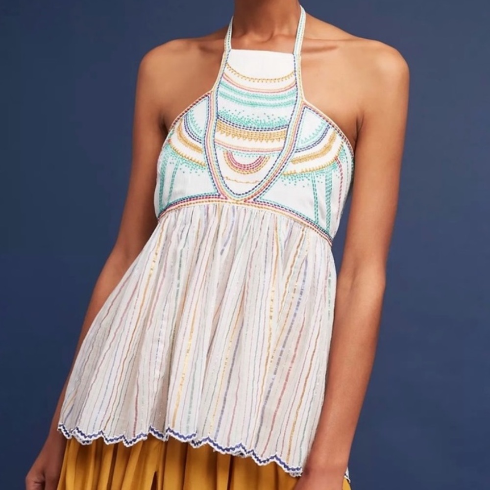 Anthropologie Floreat Itzel Rainbow Halter Top